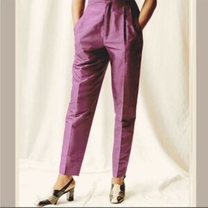 Dana Buchman | High Rise Cigarette Power Pants | Metallic Purple | Size 14